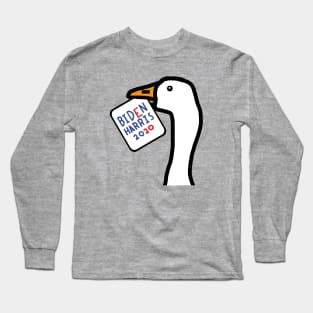 Portrait of a Goose with Stolen Biden Harris Sign Long Sleeve T-Shirt